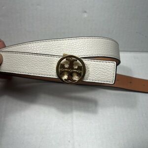 Tory Burch 1” Miller Reversible Belt In Ivory/Brown/Gold Size: S $228